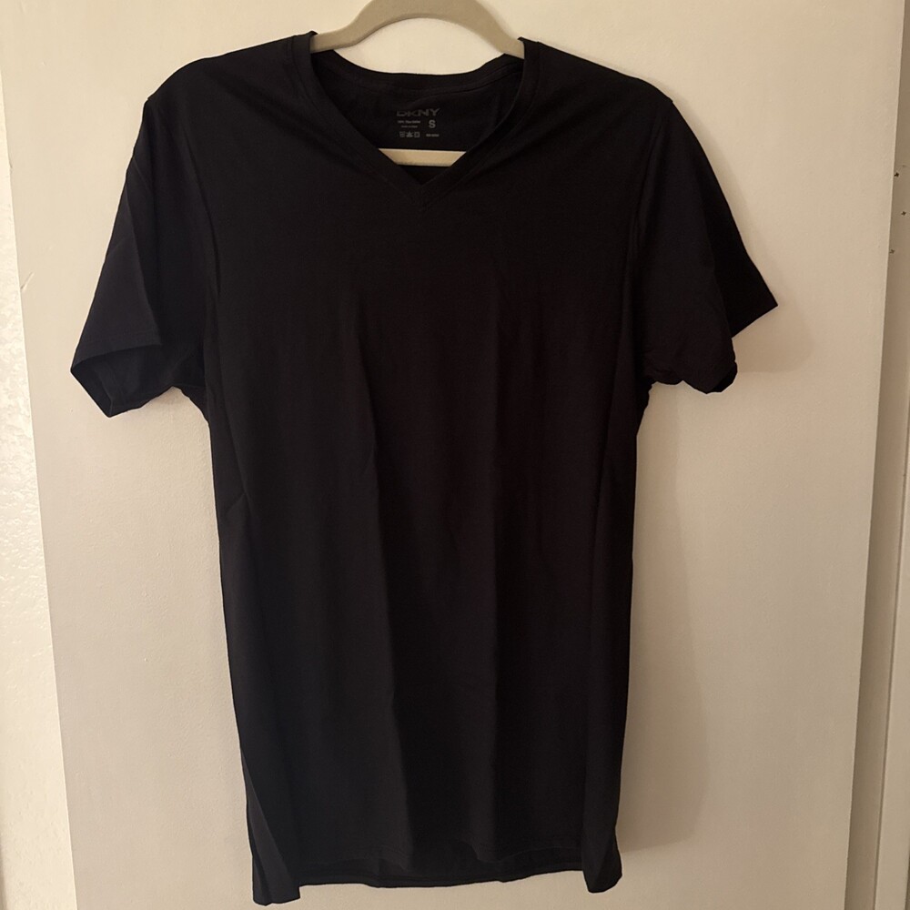 DKNY Men’s Black Solid Crew Neck Short Sleeve Prima Cotton T-Shirt Size Small